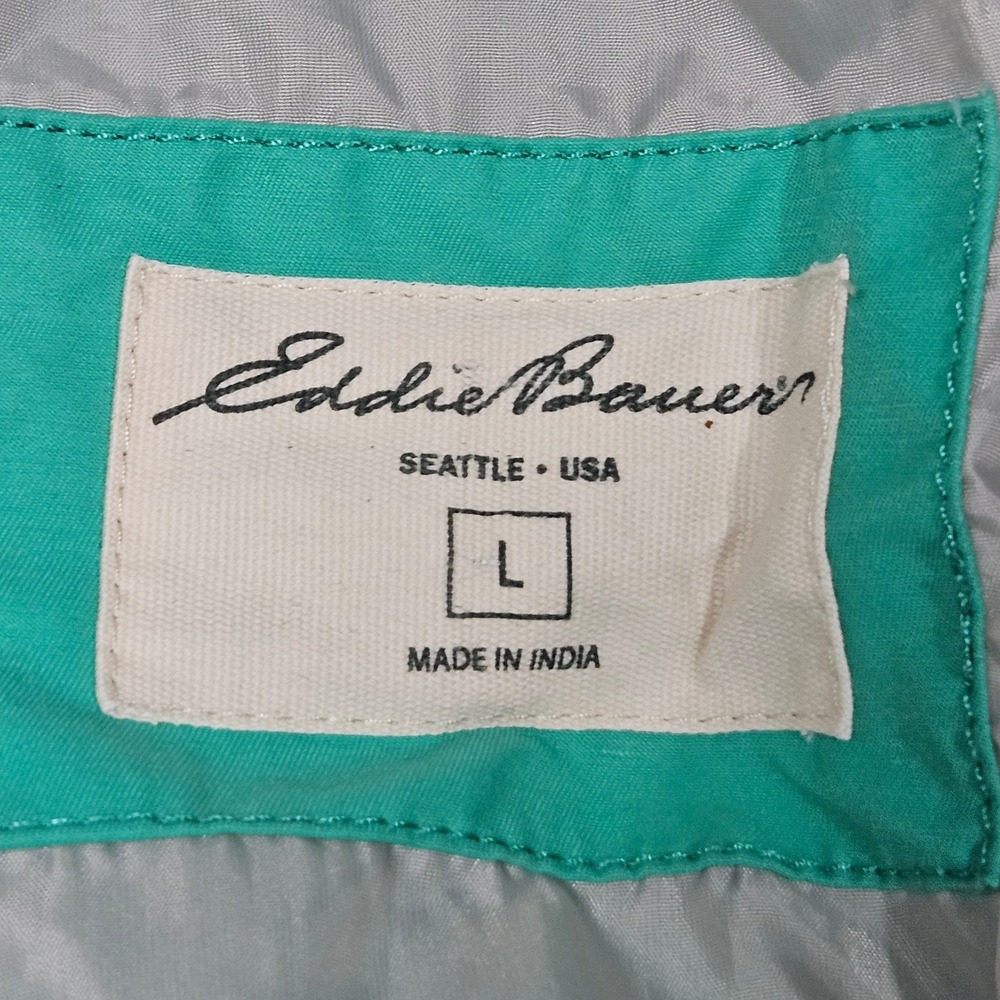 Eddie Bauer Jacket L Teal Button Front Lightweight Lined Spring‎ Coat Rain Coat - Picture 3 of 11